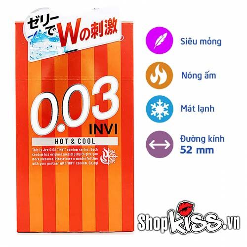 Cung cấp Bao cao su siêu mỏng Jex INVI 003 Hot & Cool mới nhất