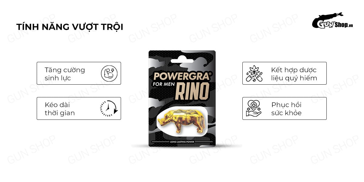  Sỉ Viên uống phục hồi sinh lý kéo dài thời gian Powergra For Men Rino - Vỉ 1 viên giá rẻ